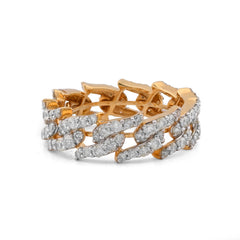 Cuban Link Infinity Band 3CTW Natural Diamond 10k Gold Mens Pinky Ring 5g