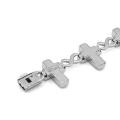 925 Sterling Silver 2.55CTW Natural Diamond Illusion Cross Infinity Tennis Mens Bracelet 8.5" 61.9gms
