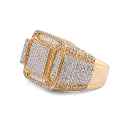 Rectangular Baguette 1.75CTW Natural Diamond 10k Yellow Gold Mens Pinky Ring 9.8gms