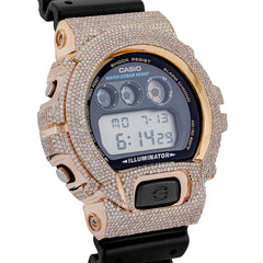 Casio G-Shock DW-6900 4.6 CT Natural Diamond Yellow Iced Out Black Watch