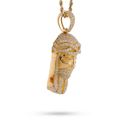10k Yellow Gold 5CTW Natural Diamond Jesus Head Charm Religious Mens Charm 15.7g