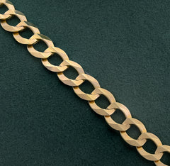 10k Yellow Gold Hollow Flat Cuban 1.5gms to 102.6gms Chain 2MM to 16.5MM Necklace 14" to 30"