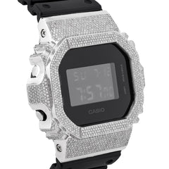 Casio G-Shock DW-5600 3.90 CT Natural Diamond White Iced Out Bezel Black Watch