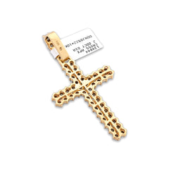 Mens 10k Gold 2CTW Natural Diamond Charm Cross Double Row Pendant 8.4gms