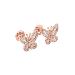 Pure 10k Rose Gold 0.46CTW Natural Diamond Butterfly 2.2g Studs Womens Earring