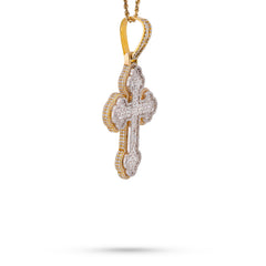 10k Yellow Gold 8.95CTW Emerald Natural Diamond Budded Cross Pendant Men Religious Charm 35.1gms