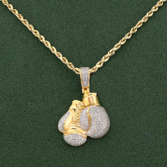 Boxing Glove 0.5CTW Natural Diamond 10k Gold Mens Pendant Charm 4.3gms