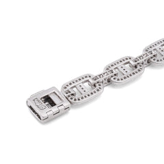 17MM 925 Sterling Silver 2.60CTW Natural Diamond Illusion Chain Link Mens Bracelet 8.5" 72.8gms