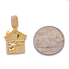 Trap House 0.75CTW Natural Diamond 10k Gold Small Pendant Charm 5.3gms For Mens
