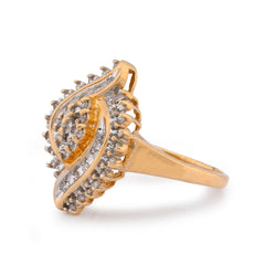 10k Yellow Gold 0.98CTW Cocktail Shell Shape Natural Diamond Womens Ring 3gms