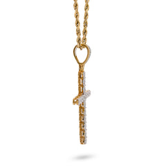 10k Yellow Gold 0.50CTW Natural Diamond Prong Set Cross Pendant Mens Religious Charm 2.9g