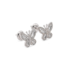 10k White Gold 0.44CTW Round/Baguette Natural Diamond Butterfly 2.2gms Stud