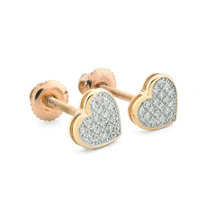 10k Yellow Gold 0.10 CTW Natural Diamond Heart Shaped Earring Womens 1gm Studs