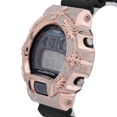 Casio G-Shock DW-6900 3.5 CT Natural Diamond Iced Out Rose Chrome Heart Cross Watch