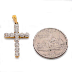 Mens Religious Cross 0.50 CTW Natural Diamond 10k Gold Pendant 1.9g Charm