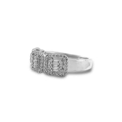 Rectangular 3 Link Natural Diamond 10k White Gold 1CTW Baguette Centre Mens Pinky Ring 4g