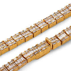 4.8MM 10k Yellow Gold All Baguette 8CTW Natural Diamond Tennis Chain 21" Necklace 34.2g