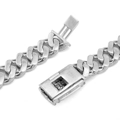 12MM 925 Sterling Silver 16.25CTW Natural Diamond Baguette Cuban Link Chain 22" 95.1g Necklace