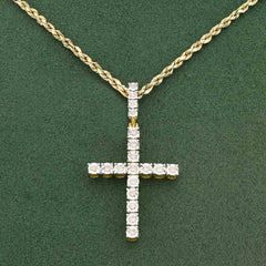 Cross Illusion Set 0.5CTW Natural Diamond 10k Gold Pendant Mens Charm 3gms