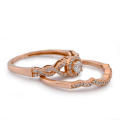 Round Solitaire Centre Infinity Style 0.75CTW Natural Diamond Women Ring w/ Band 10k Rose Gold 2.8gms