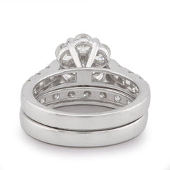 7 Stone Flower Cluster 2.94CTW Natural Diamond Womens Ring w/ Band 14k White Gold 6.4gms