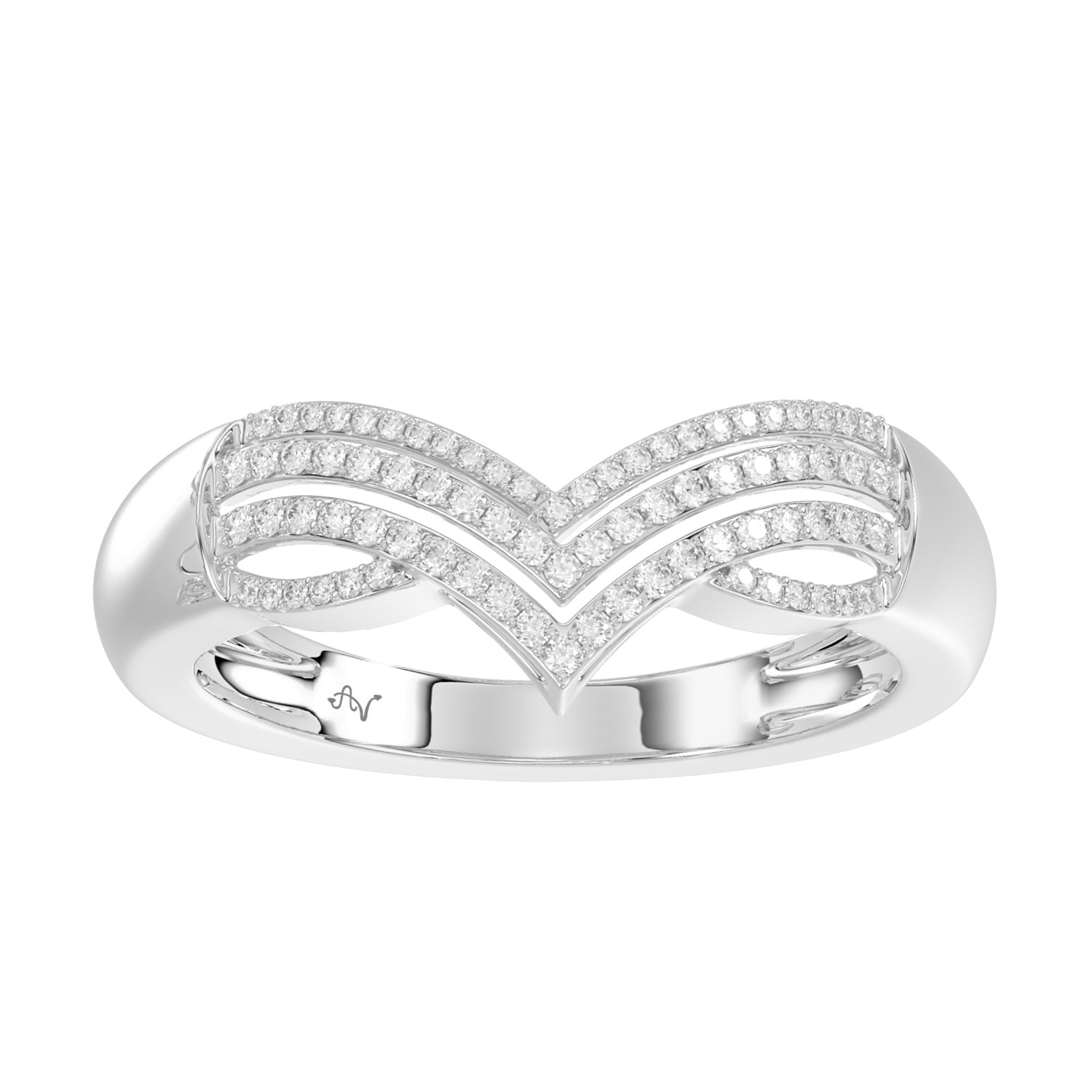 LADIES  WRAP RING  0.20CT ROUND DIAMOND 14K WHITE GOLD