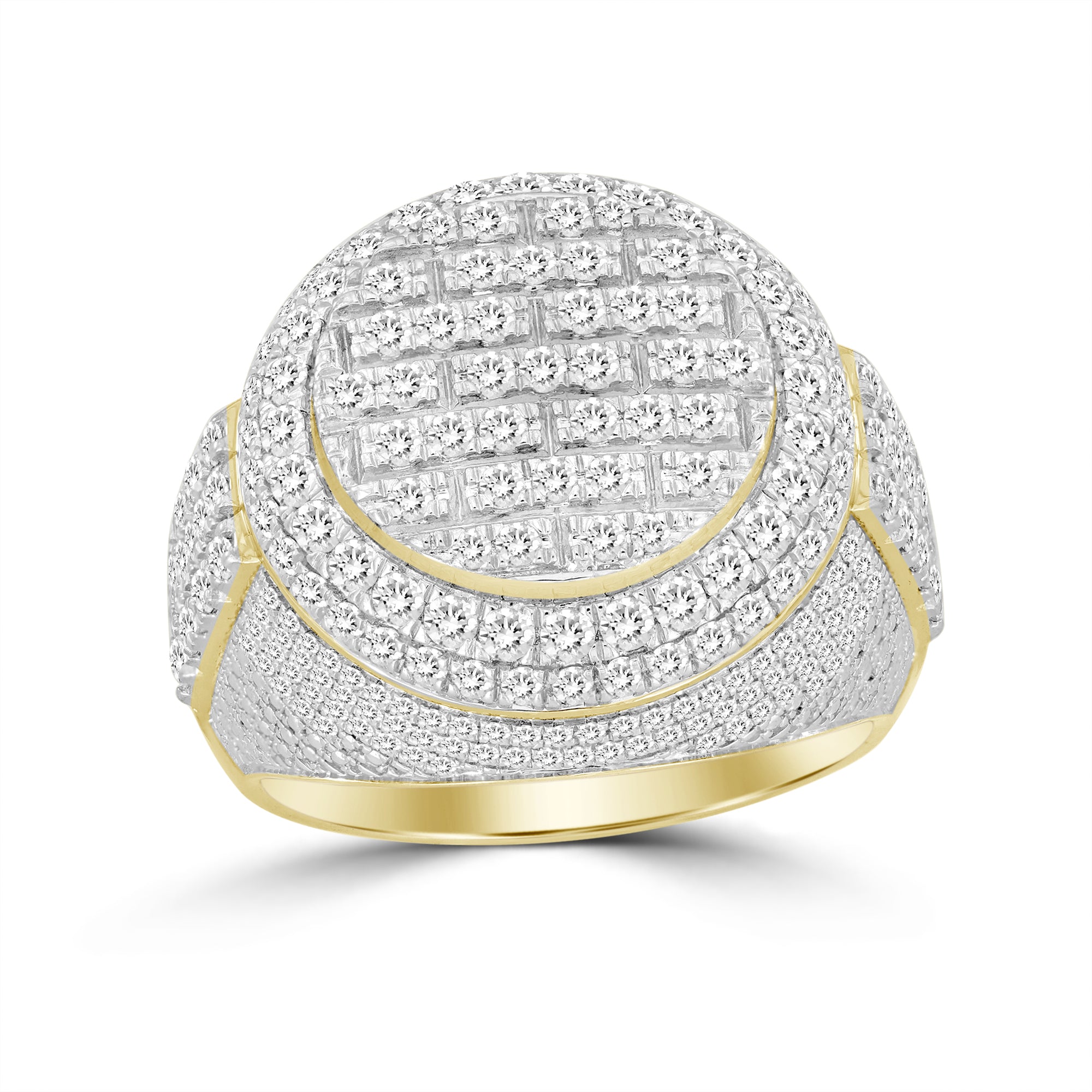 MEN'S RING 2.00CT ROUND DIAMOND 10K YELLOW GOLD