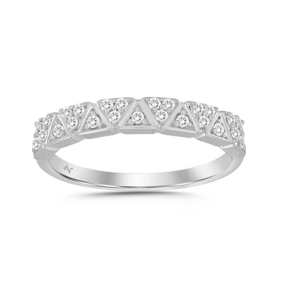 LADIES BAND 0.15CT ROUND DIAMOND 14K WHITE GOLD