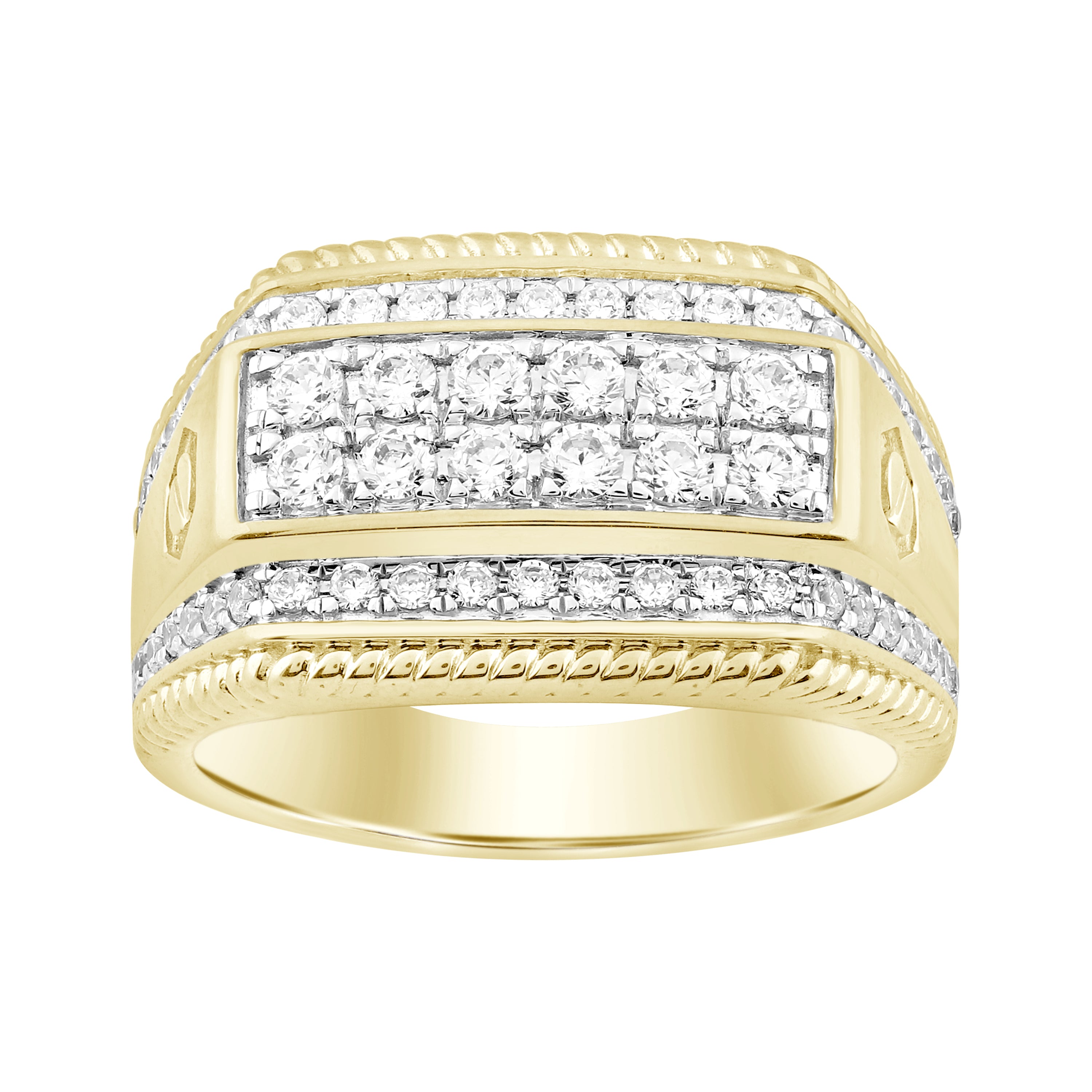 MEN'S  RING 1.00CT ROUND DIAMOND 10K YELLOW GOLD