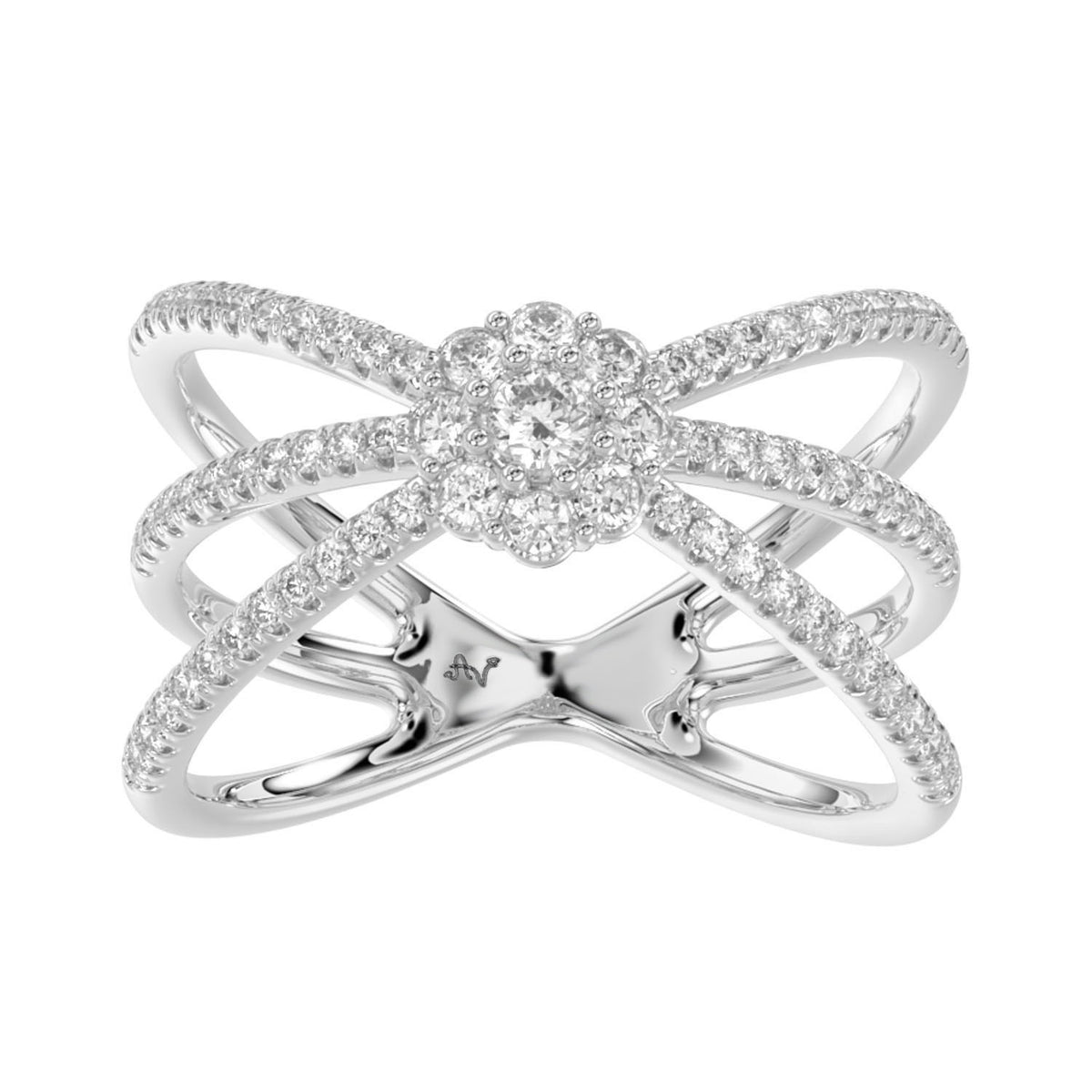 LADIES RING 0.50CT ROUND DIAMOND 14K WHITE GOLD  