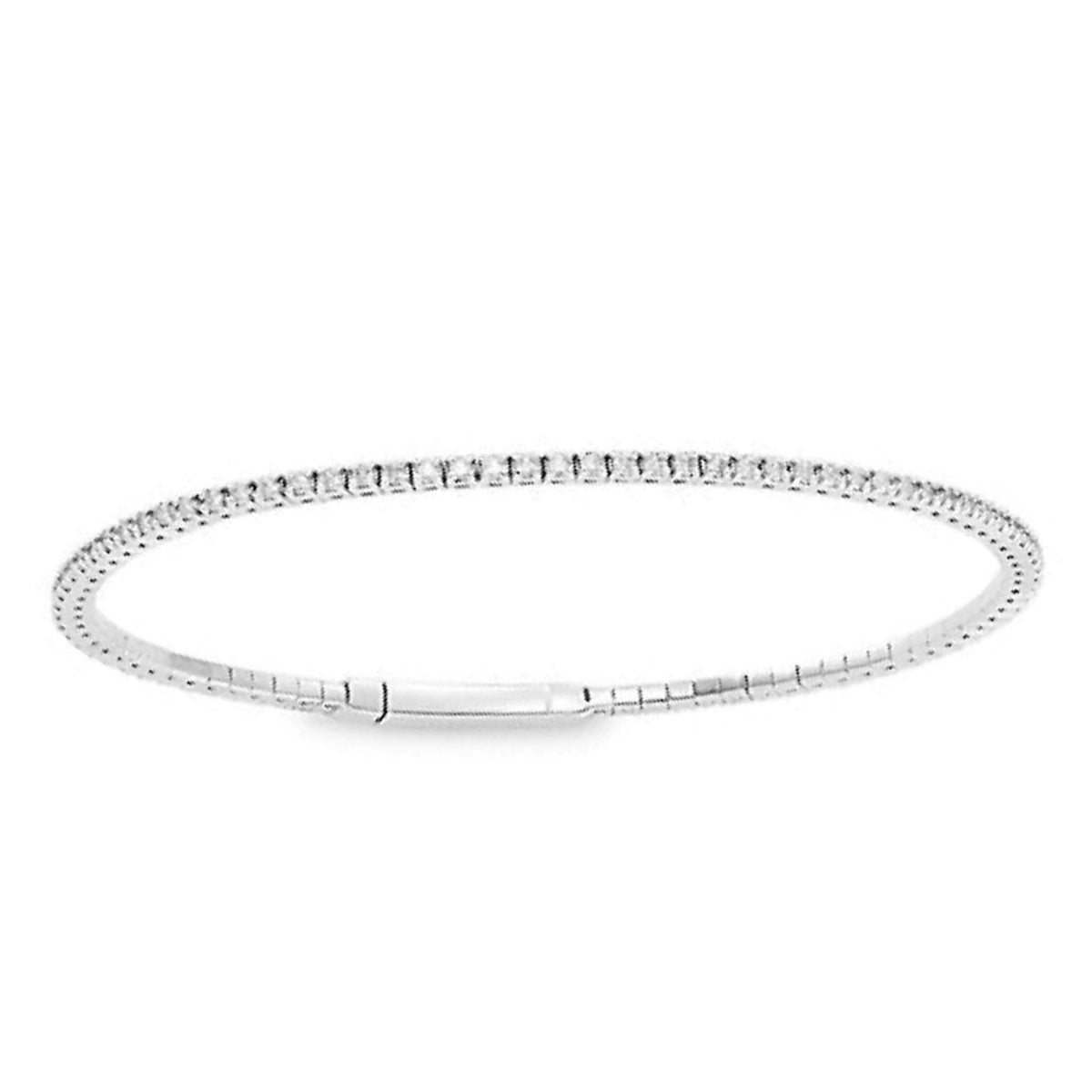 LADIES SEMI MOUNT TENNIS FLEXIBLE BANGLE 0.75CT ROUND DIAMOND 14K WHITE GOLD