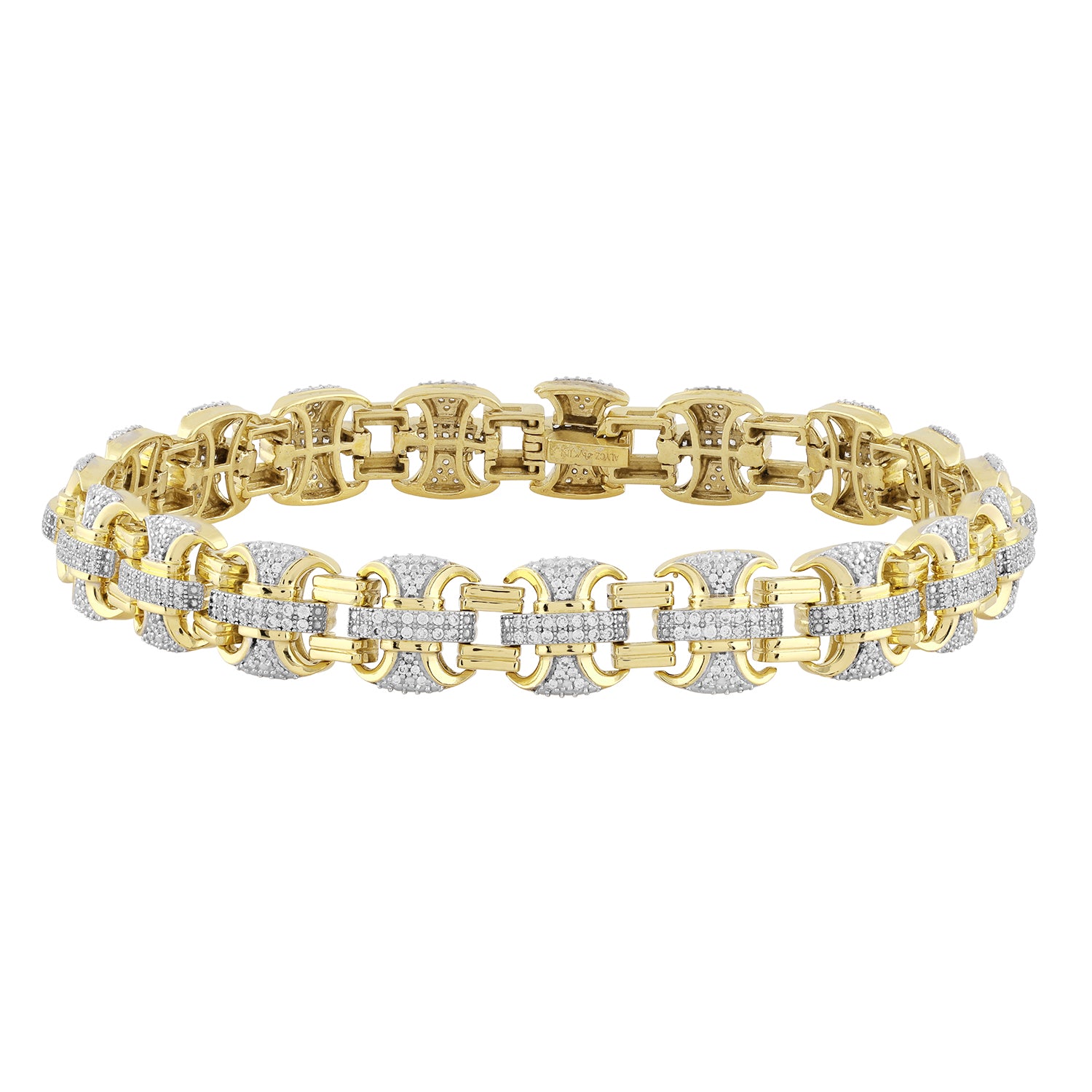 MEN'S  BRACELET 1.00CT ROUND DIAMOND 10K YELLOW GOLD