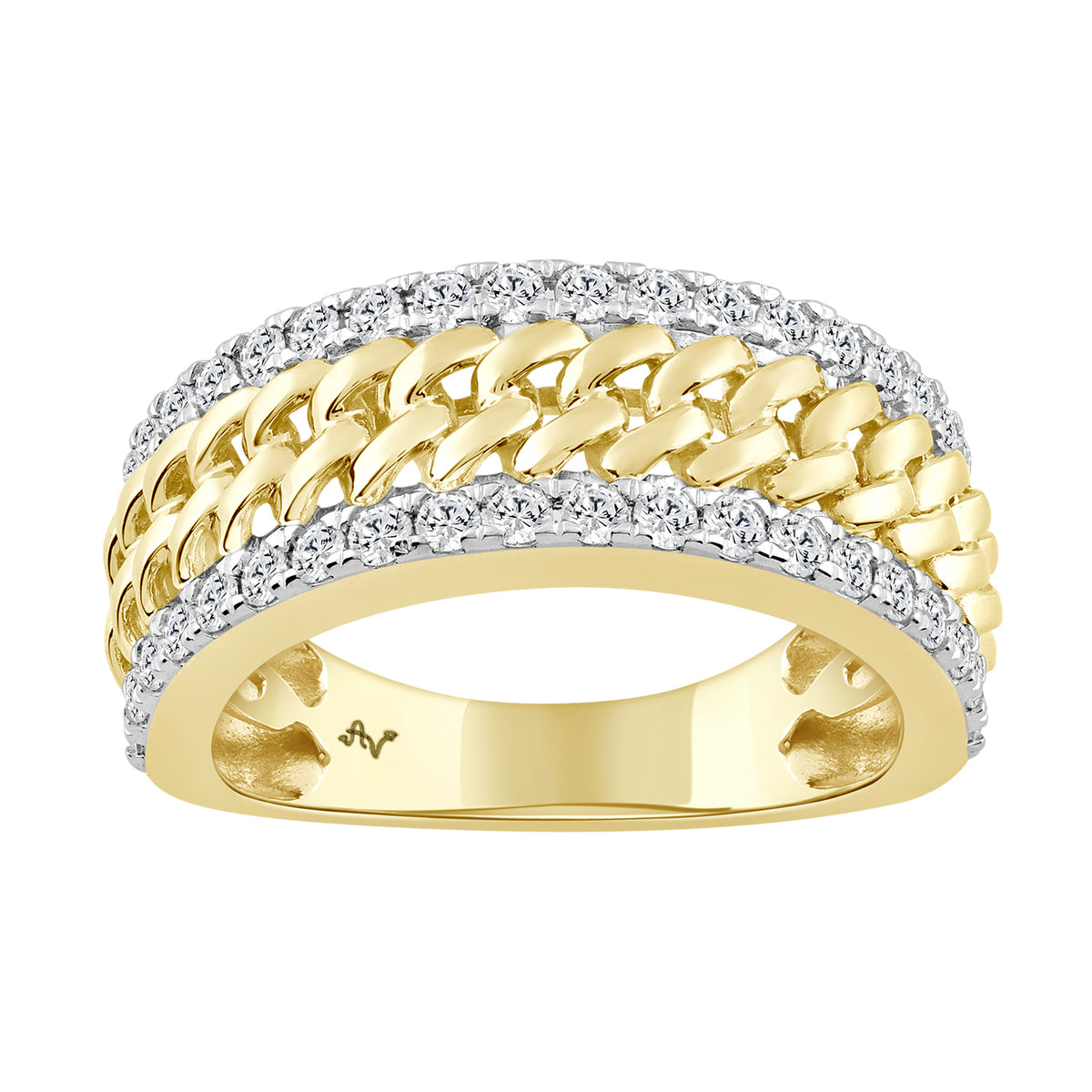 MEN'S BAND 1.00CT ROUND DIAMOND 10K YELLOW GOLD