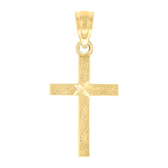 10Kt Two-Tone Gold Unisex Princess Cut Cubic-Zirconia Crucifix Cross Religious Charm Pendant