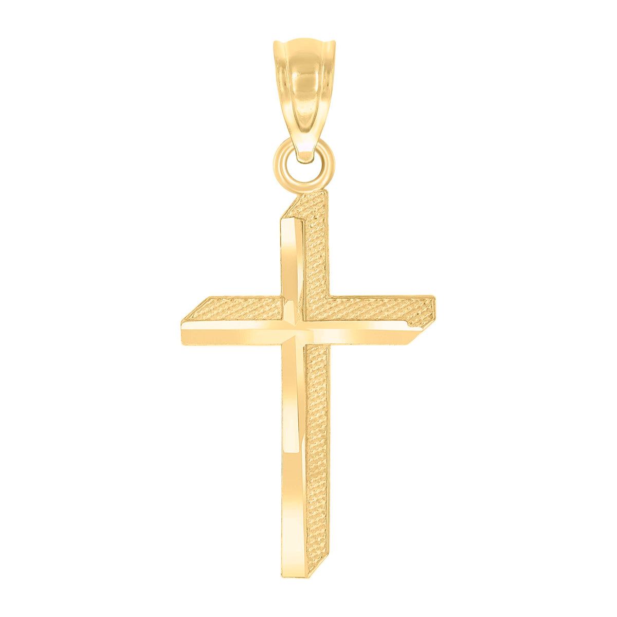 10Kt Two-Tone Gold Unisex Princess Cut Round Cubic-Zirconia Crucifix Cross Religious Charm Pendant