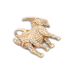 Mens 10k Yellow Gold GOAT 4CTW Natural Diamond Pendant 9.9gms Charm