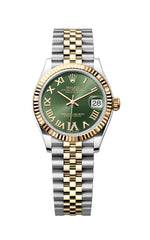 Rolex Datejust 31mm 2 Tone 18k Yellow Gold & Stainless Steel Olive green set with diamonds Dial Jubilee Watch 278273