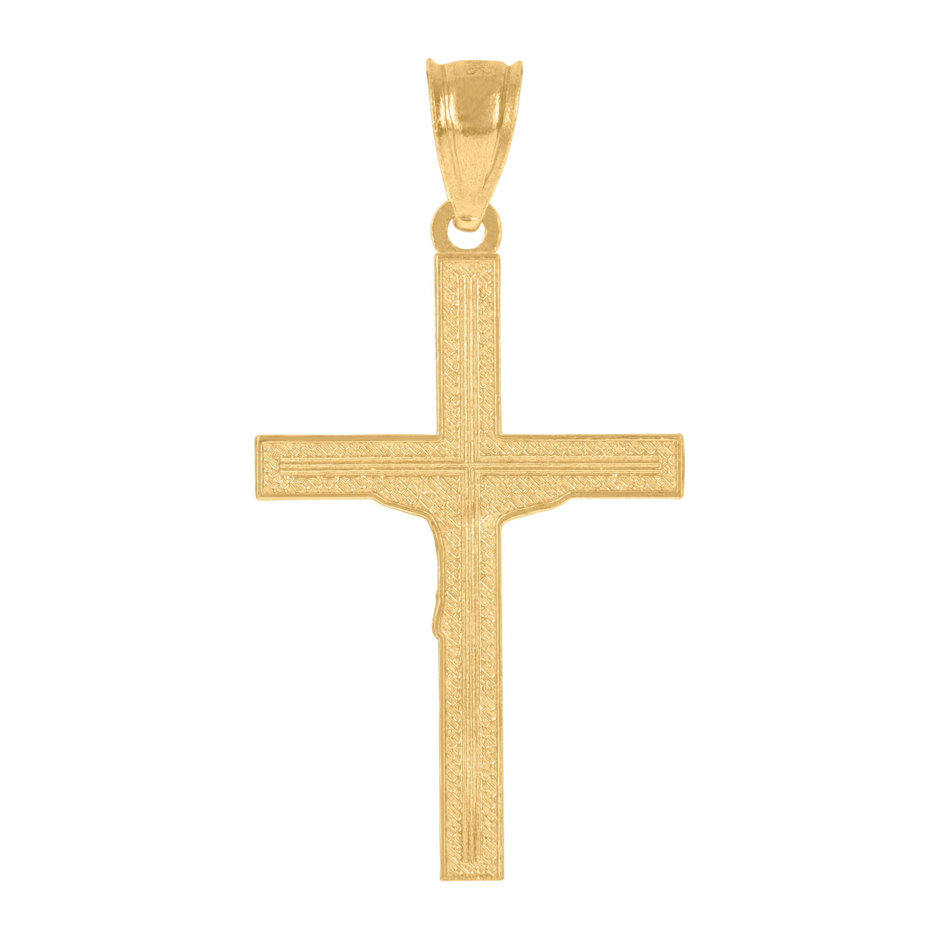 10kt Yellow Gold Womens Cubic-Zirconia Cross Charms Chain Bracelet Size 7 + 1 Inches