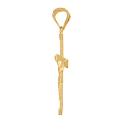 10kt Yellow Gold Womens Cubic-Zirconia Cross Charms Chain Bracelet Size 7 + 1 Inches