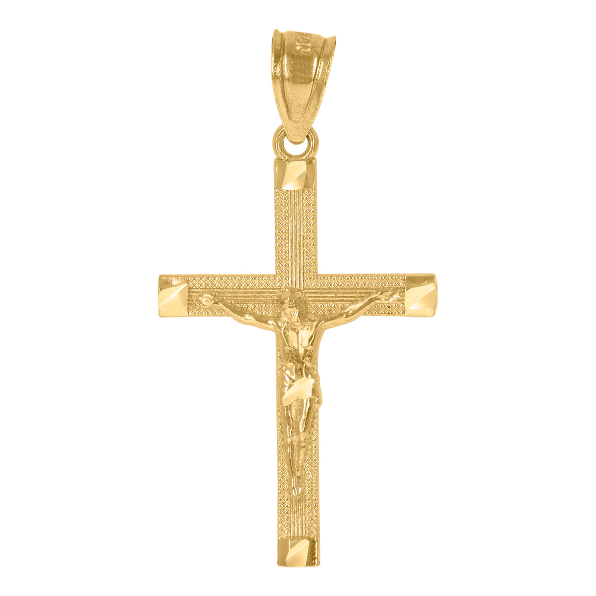 10kt Yellow Gold Womens Cubic-Zirconia Cross Charms Chain Bracelet Size 7 + 1 Inches