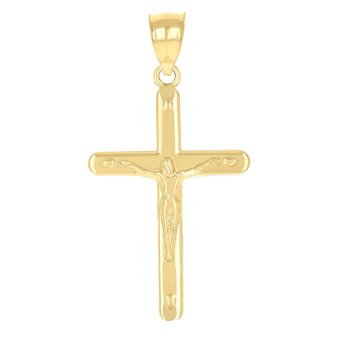 10kt Yellow Gold Unisex Crucifix Cross Religious Charm Pendant