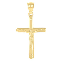 10kt Yellow Gold Unisex Crucifix Cross Religious Charm Pendant