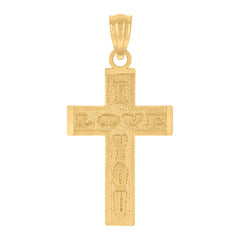 10kt Yellow Gold Unisex Cross I Love You Religious Charm Pendant