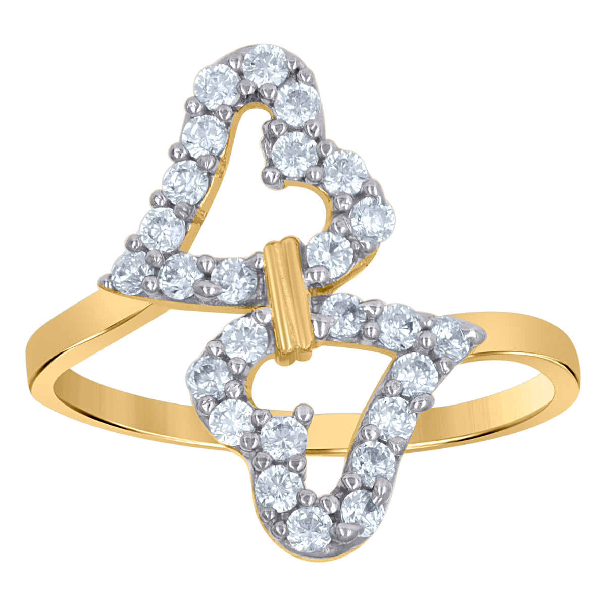 10kt Two-tone Gold Mens Cubic-Zirconia Cross Religious Charm Pendant