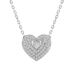 LADIES NECKLACE 0.13CT ROUND DIAMOND 10K WHITE GOLD