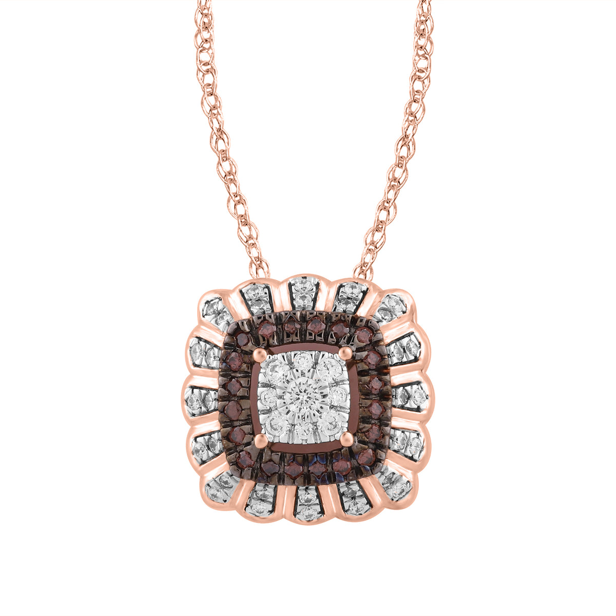 LADIES PENDANT 0.25CT DARK BROWN/ROUND DIAMOND 14K ROSE GOLD