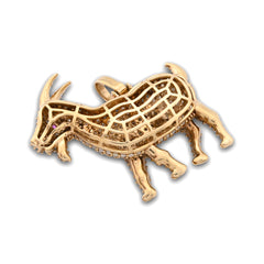 Mens 10k Yellow Gold GOAT 4CTW Natural Diamond Pendant 9.9gms Charm