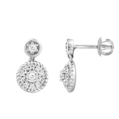 LADIES EARRINGS 0.13CT ROUND DIAMOND 14K WHITE GOLD