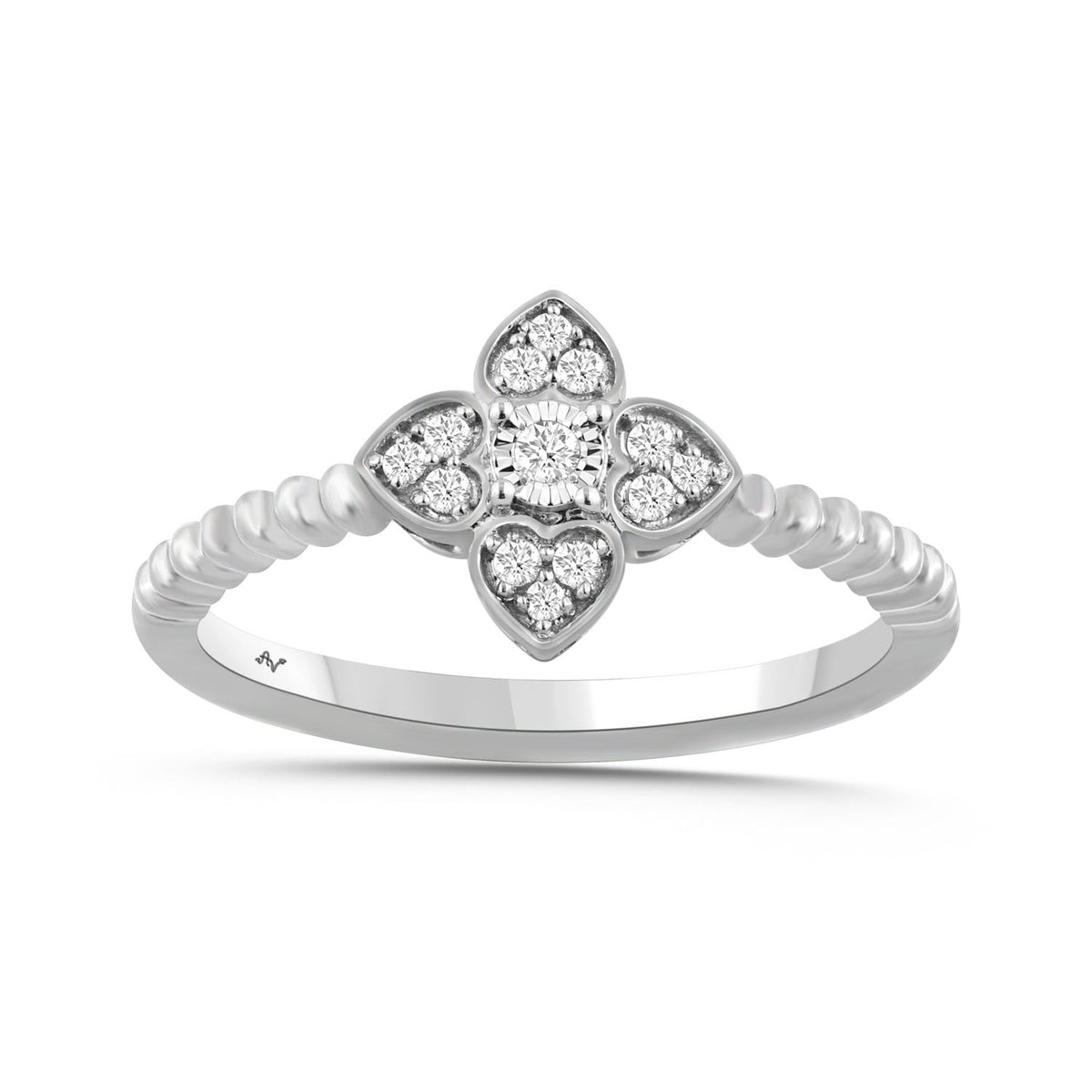 LADIES RING 0.10CT ROUND DIAMOND 10K WHITE GOLD