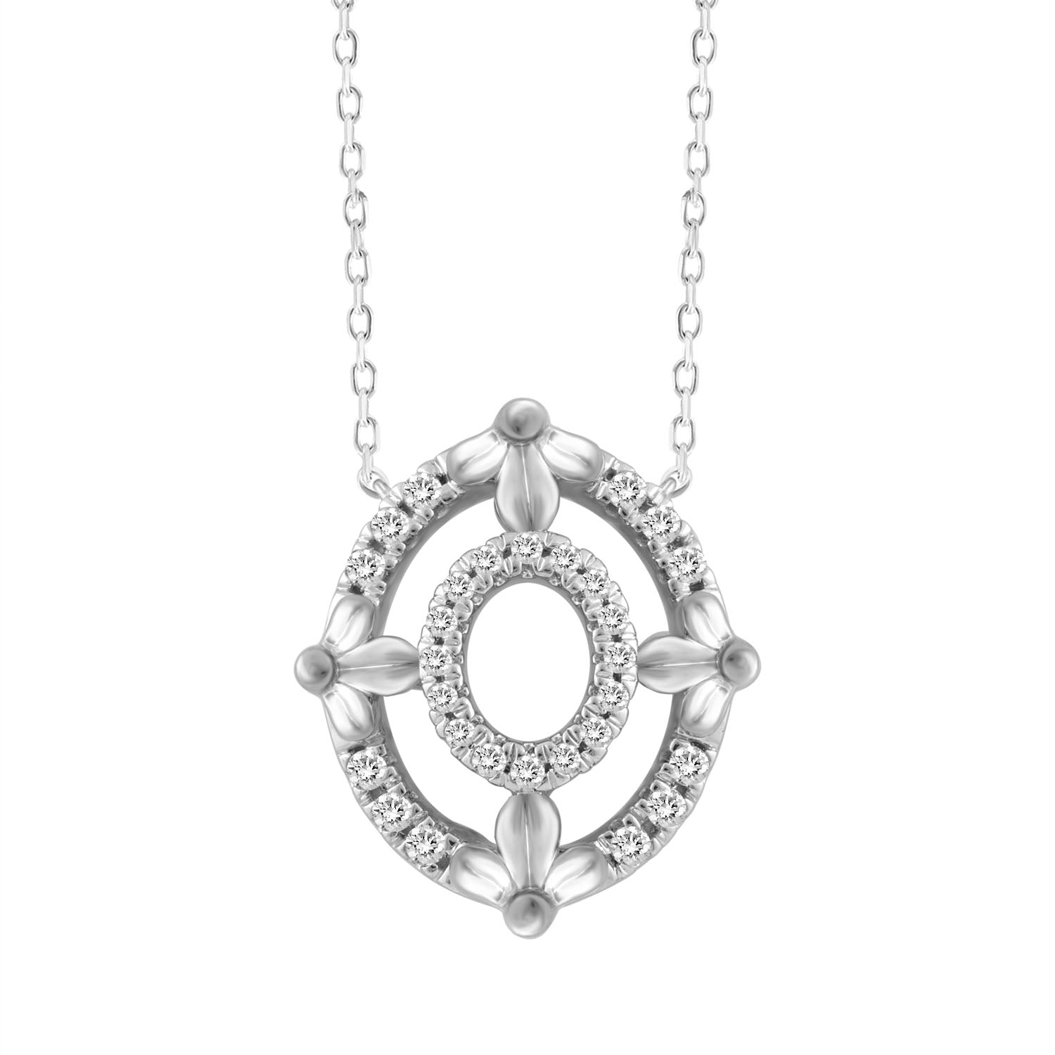 LADIES NECKLACE 0.16CT ROUND DIAMOND 10K WHITE GOLD